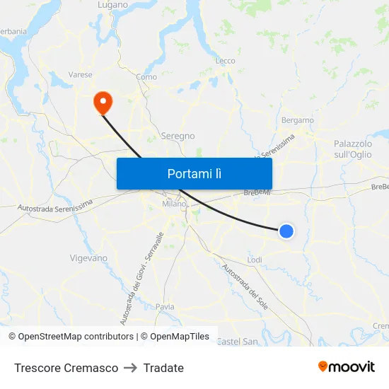 Trescore Cremasco to Tradate map