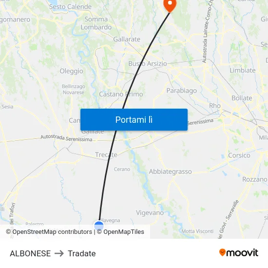ALBONESE to Tradate map