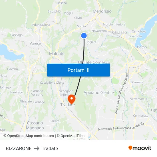 BIZZARONE to Tradate map