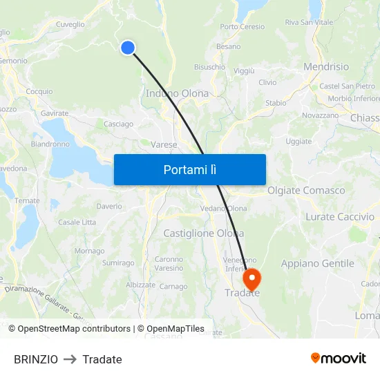 BRINZIO to Tradate map