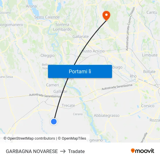 GARBAGNA NOVARESE to Tradate map