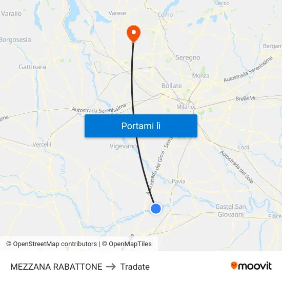 MEZZANA RABATTONE to Tradate map