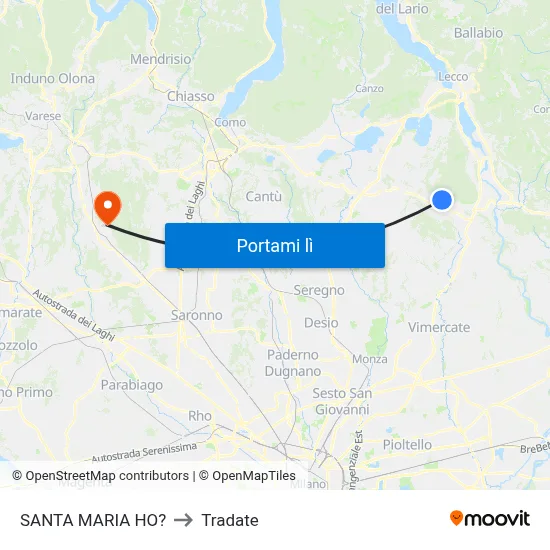 SANTA MARIA HO? to Tradate map