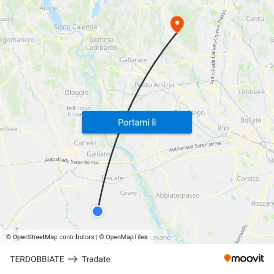 TERDOBBIATE to Tradate map