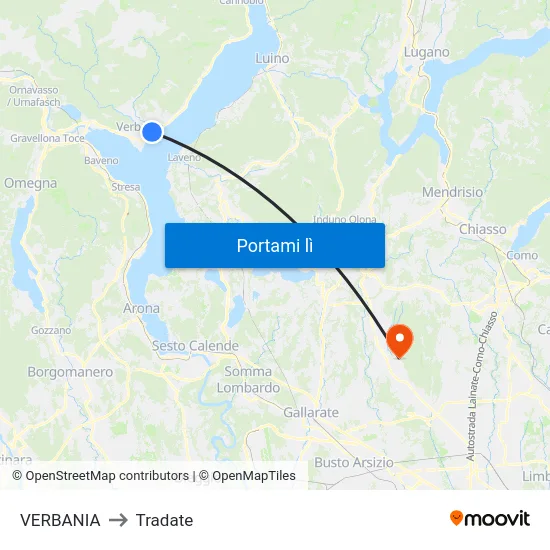 VERBANIA to Tradate map