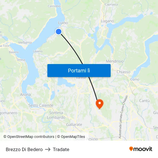 Brezzo Di Bedero to Tradate map