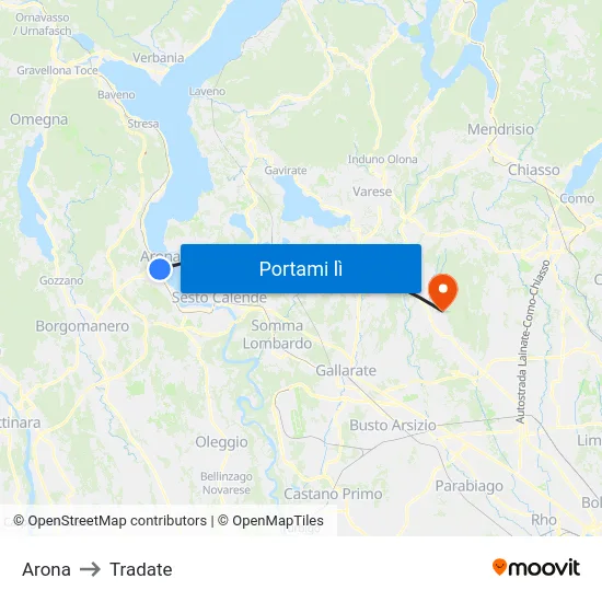 Arona to Tradate map
