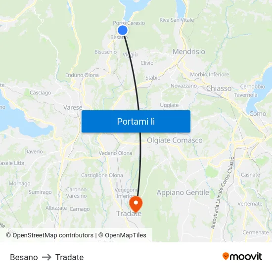 Besano to Tradate map