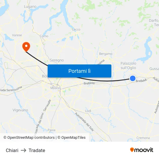 Chiari to Tradate map