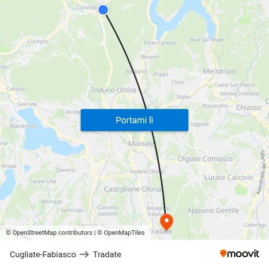 Cugliate-Fabiasco to Tradate map