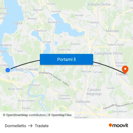 Dormelletto to Tradate map