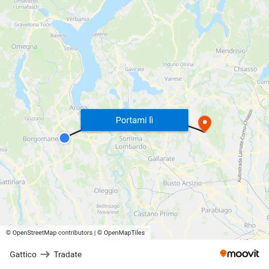 Gattico to Tradate map