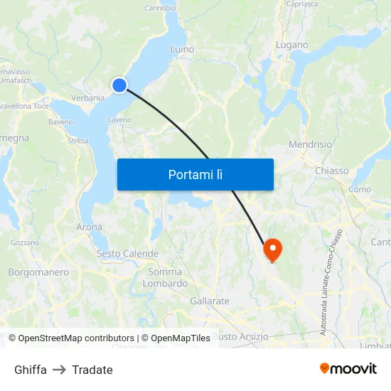 Ghiffa to Tradate map