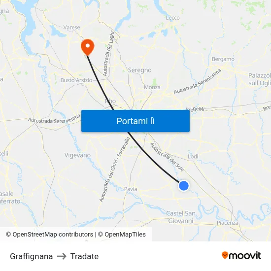 Graffignana to Tradate map