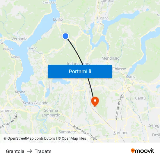 Grantola to Tradate map