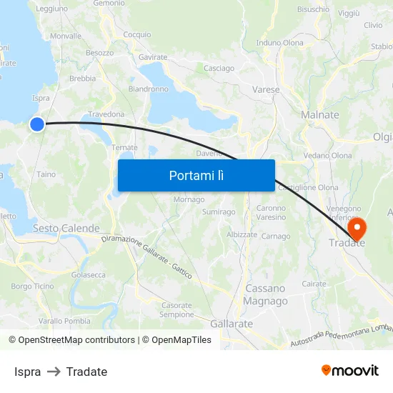 Ispra to Tradate map