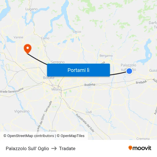 Palazzolo Sull' Oglio to Tradate map