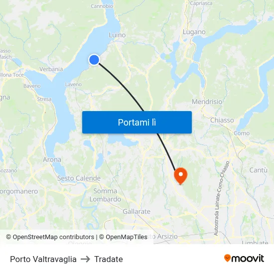 Porto Valtravaglia to Tradate map