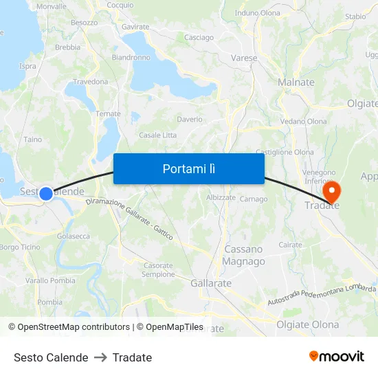 Sesto Calende to Tradate map