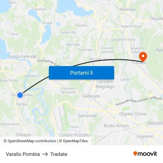 Varallo Pombia to Tradate map