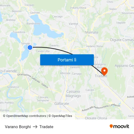 Varano Borghi to Tradate map