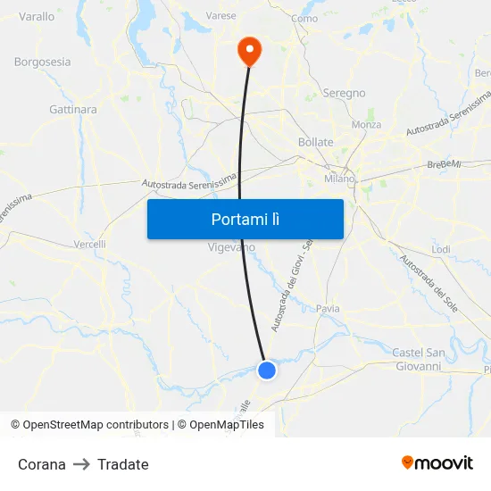 Corana to Tradate map