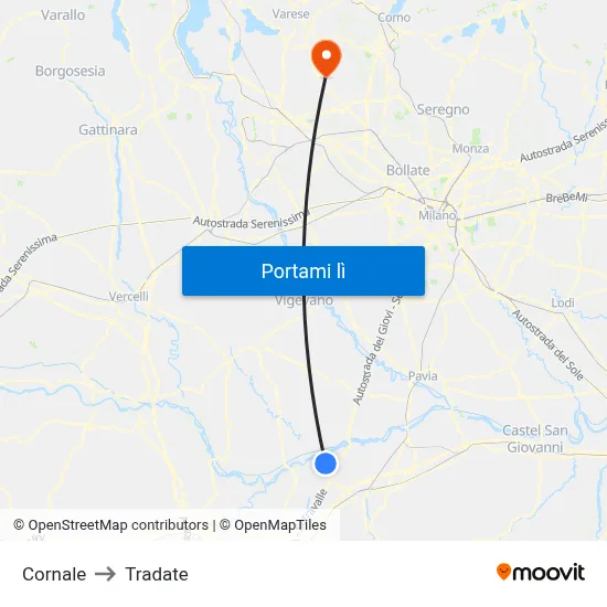 Cornale to Tradate map