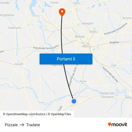 Pizzale to Tradate map