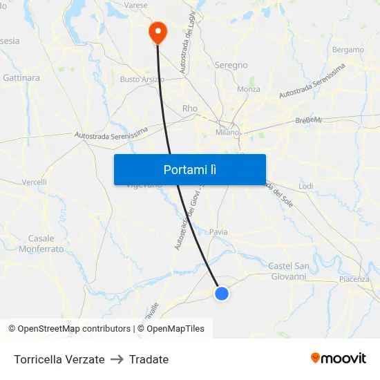 Torricella Verzate to Tradate map