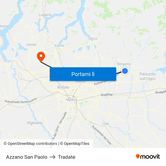 Azzano San Paolo to Tradate map