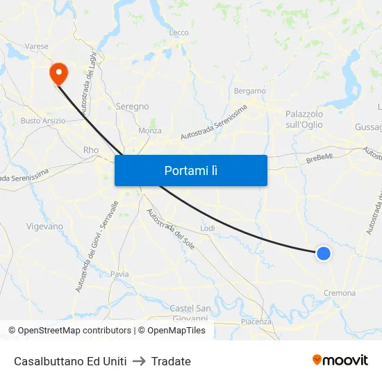 Casalbuttano Ed Uniti to Tradate map