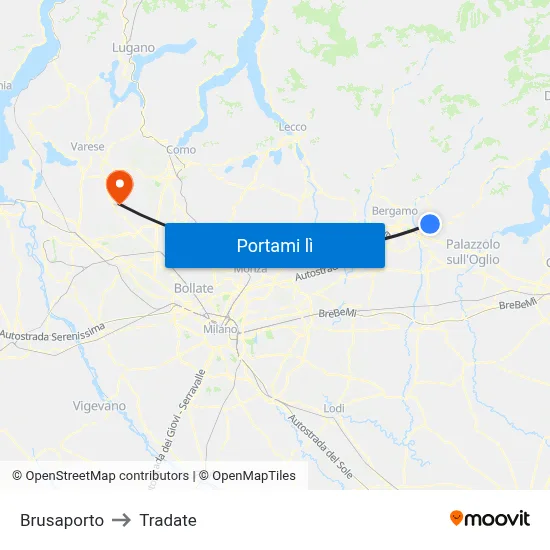 Brusaporto to Tradate map
