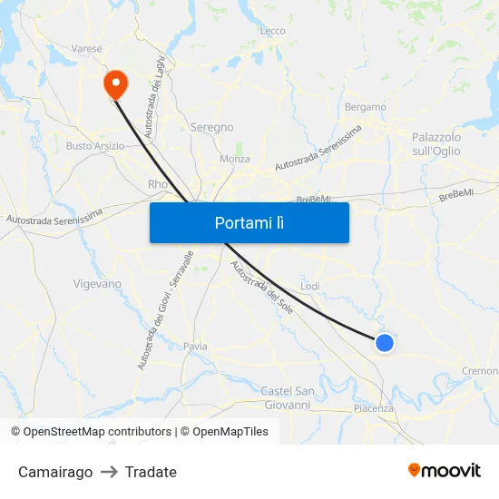 Camairago to Tradate map
