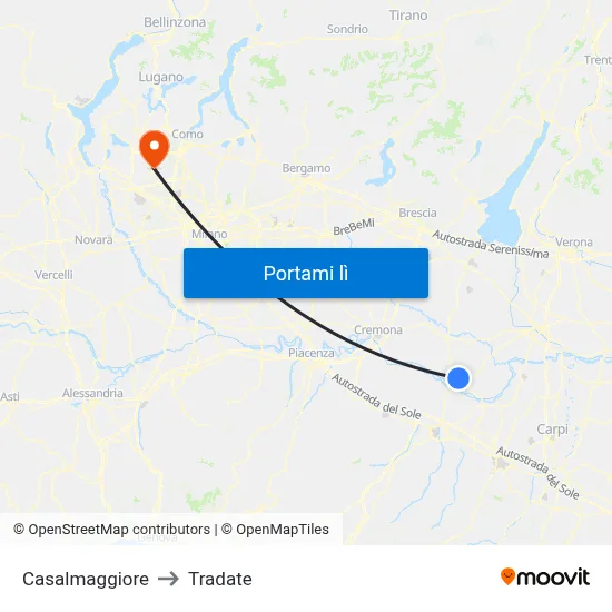 Casalmaggiore to Tradate map
