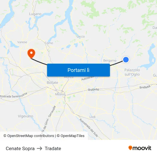 Cenate Sopra to Tradate map