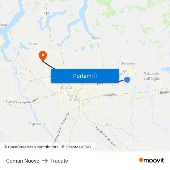 Comun Nuovo to Tradate map
