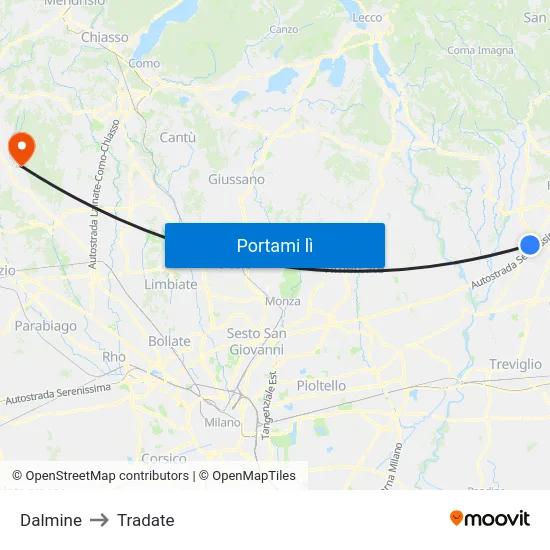 Dalmine to Tradate map