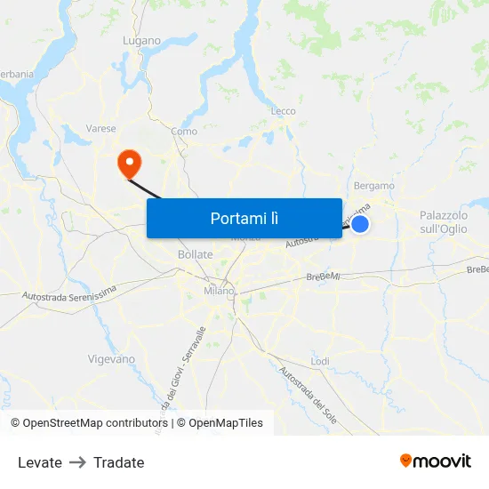 Levate to Tradate map