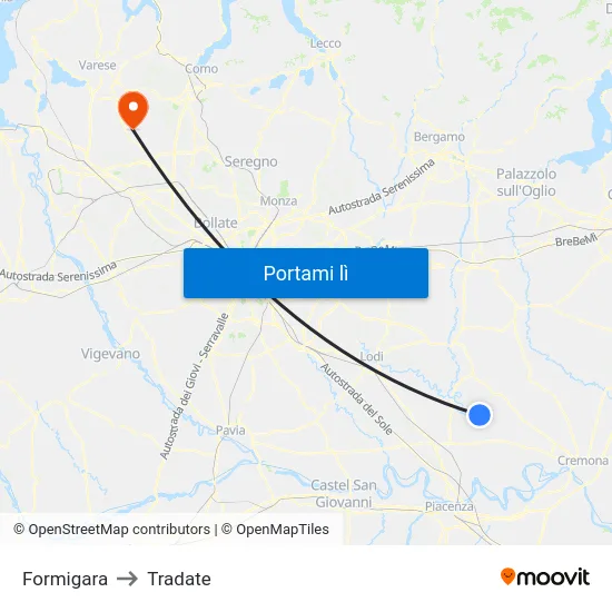 Formigara to Tradate map