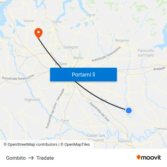 Gombito to Tradate map