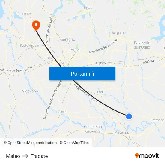 Maleo to Tradate map