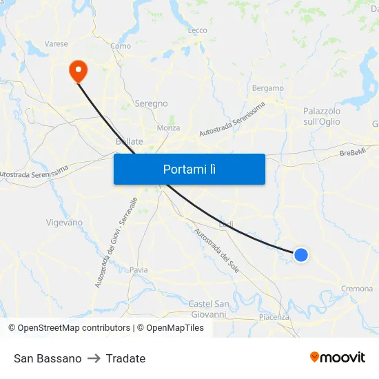 San Bassano to Tradate map