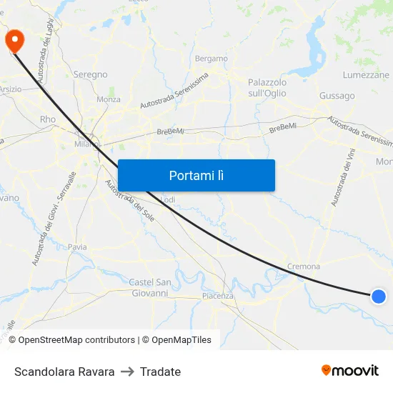 Scandolara Ravara to Tradate map
