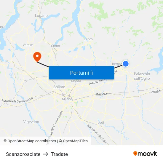 Scanzorosciate to Tradate map