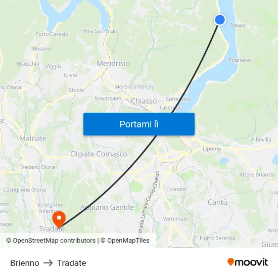 Brienno to Tradate map