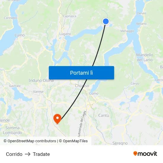 Corrido to Tradate map