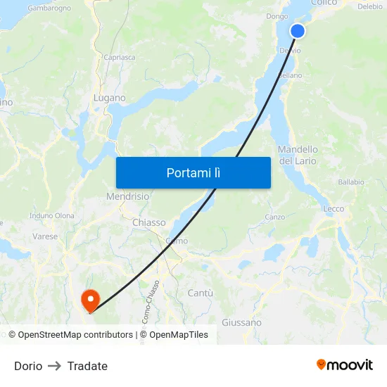 Dorio to Tradate map
