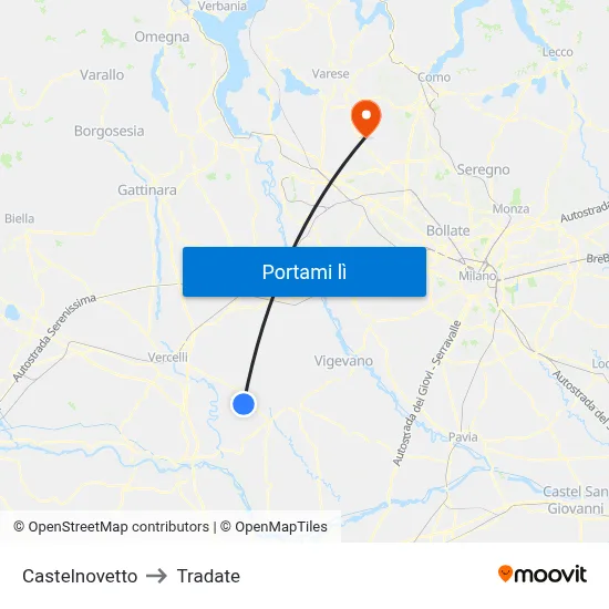 Castelnovetto to Tradate map