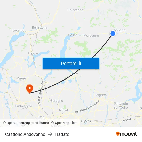 Castione Andevenno to Tradate map
