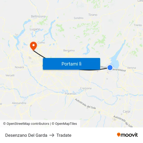 Desenzano Del Garda to Tradate map